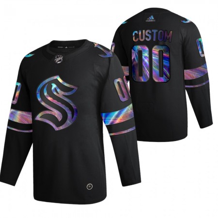 Miesten NHL Seattle Kraken Pelipaita Custom 2021-22 Irisoiva holografinen Musta Authentic